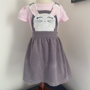 Blueberi Boulevard Gray Pinafore with Pink Accents